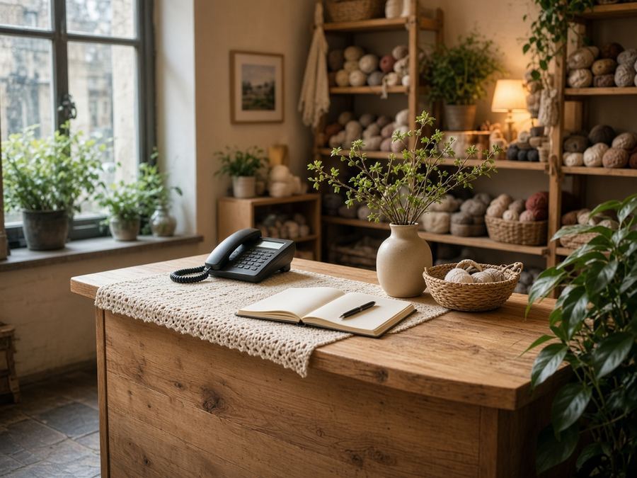 Contact desk at Knitting Warmcrest in Kraków