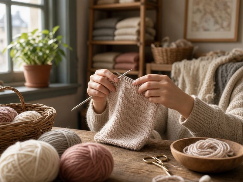 Beginner knitting at Knitting Warmcrest